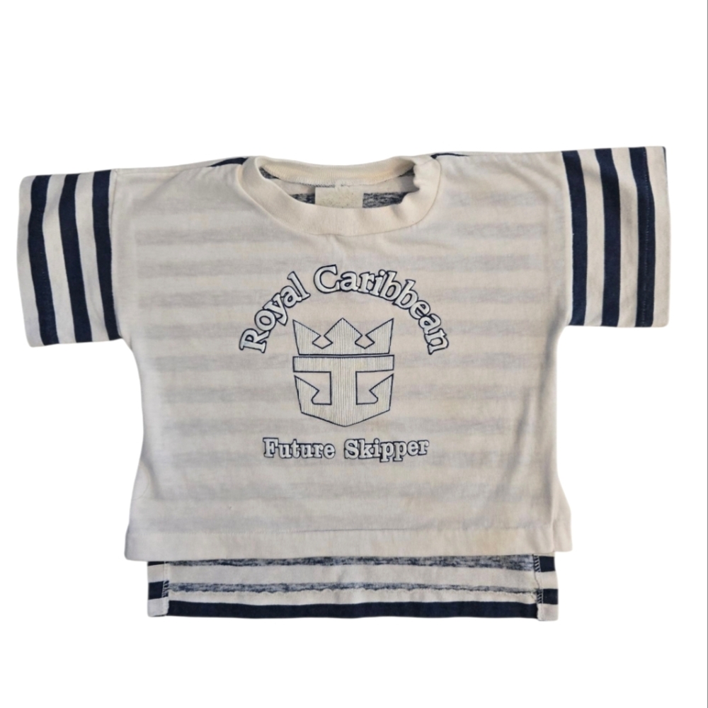Vintage 1990s Royal Caribbean Cruise Navy Blue and White Future Skipper T-shirt